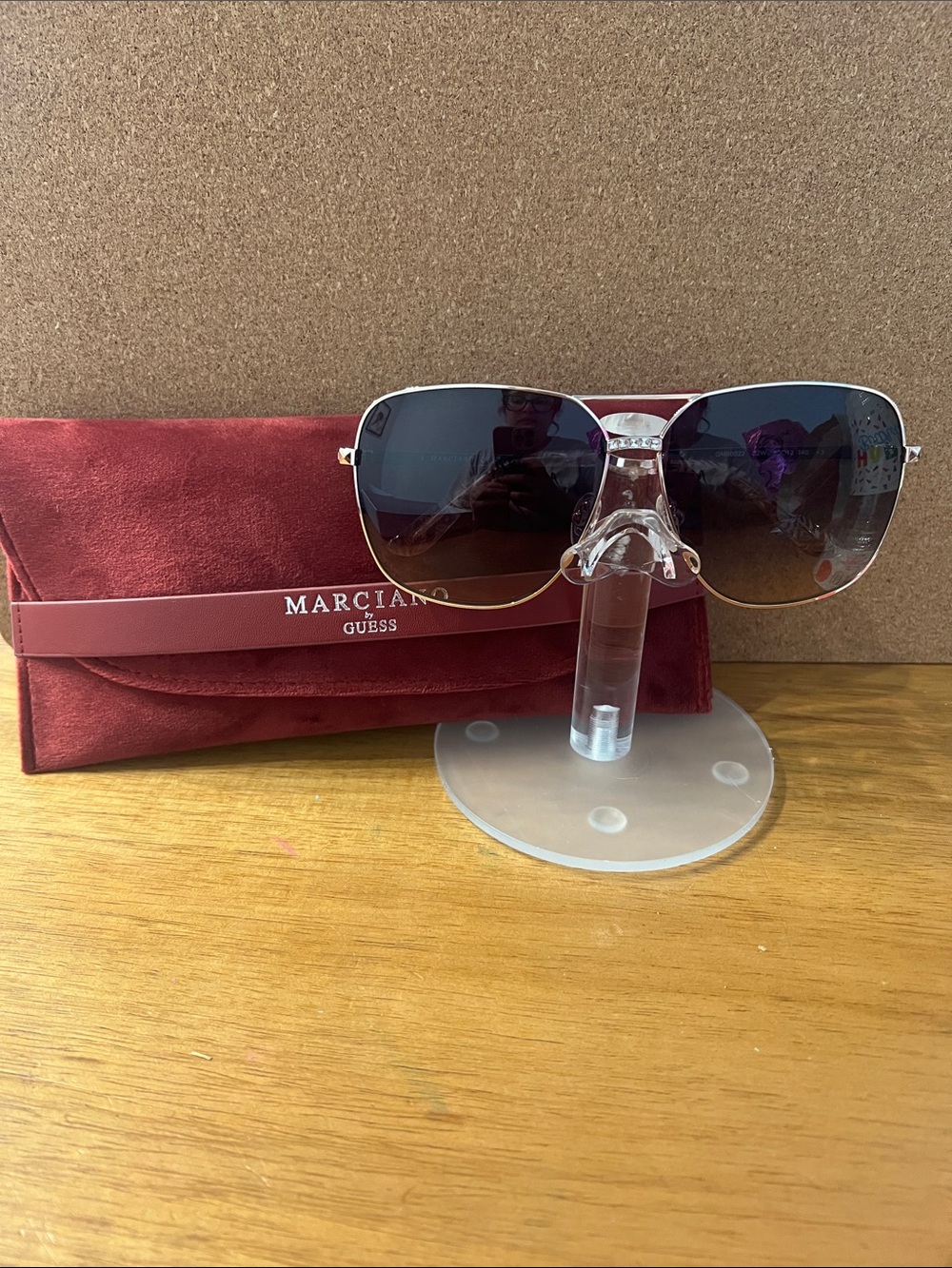 Marciano Women's Oversized Sunglasses - Black Gradient Lenses with Gold Frame